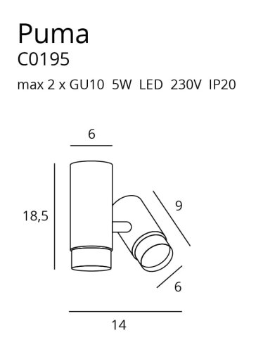 Maxlight Puma C0195 Plafon rys techniczny