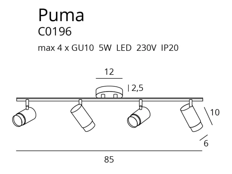 Maxlight Puma C0196 Plafon rys techniczny