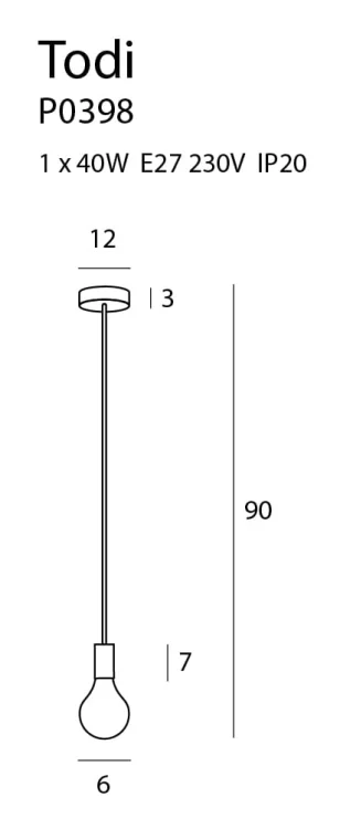 Maxlight Todi P0398 Lampa Wisząca rys techniczny