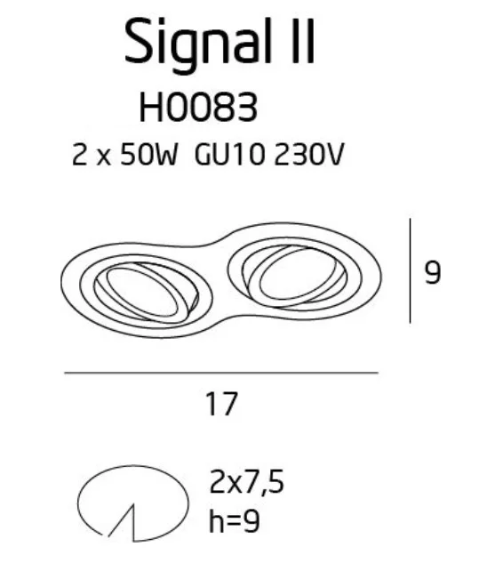 Maxlight Signal II H0083 Oprawa Podtynkowa Biała rys techniczny