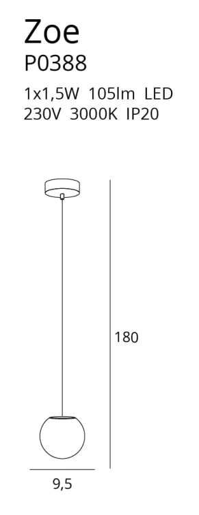 Maxlight Zoe P0388 Lampa Wisząca Chrom rys techniczny