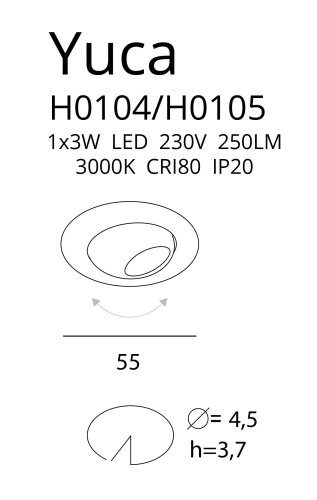 Maxlight Yuca Round Tilted H0104 Oprawa Podtynkowa Biała rys techniczny