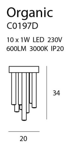Maxlight Organic C0197D Plafon Złoty rys techniczny