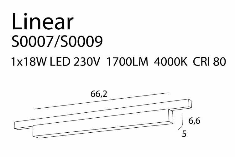 Maxlight S0007 Lampa Do Szynoprzewodu Linear Track Black 18w 3000k rys techniczny