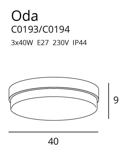 Maxlight Oda C0194 Plafon Czarny IP44  rys techniczny