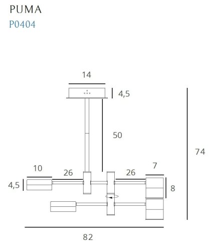 Maxlight Puma P0404 Lampa Wisząca rys techniczny