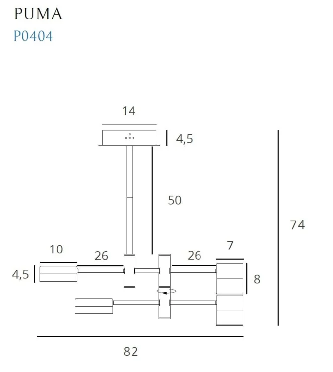Maxlight Puma P0404 Lampa Wisząca rys techniczny