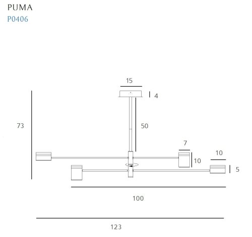 Maxlight Puma P0406 Lampa Wisząca rys techniczny