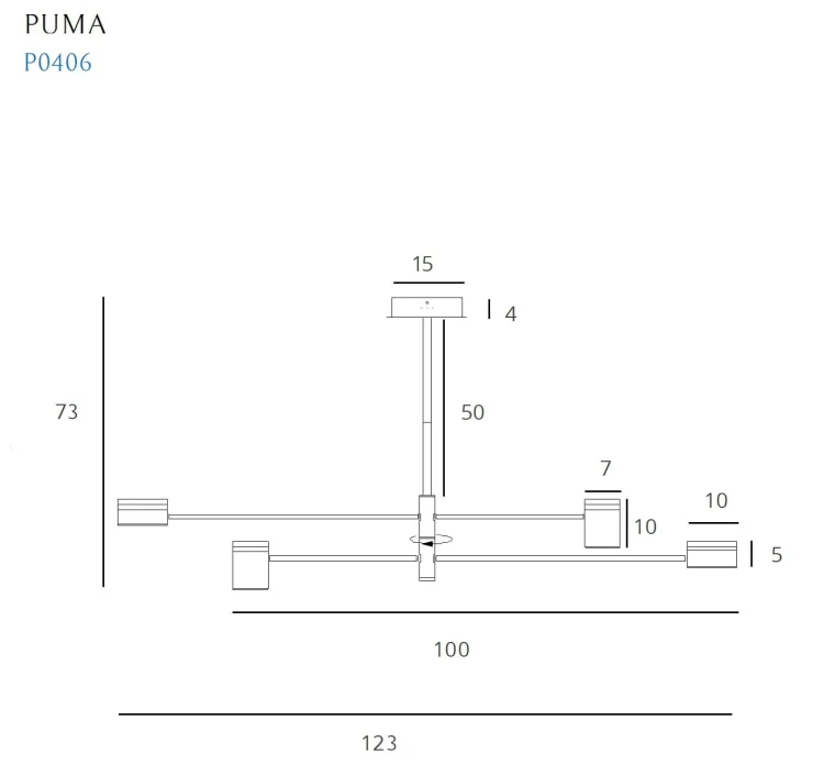 Maxlight Puma P0406 Lampa Wisząca rys techniczny