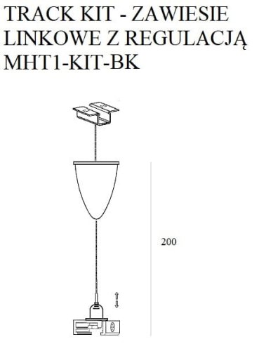 Maxlight Zawiesie Linkowe Z Uchwytem 2m Czarne MHT1-KIT-BK rys techniczny