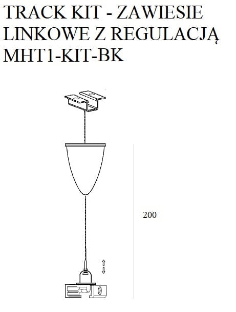 Maxlight Zawiesie Linkowe Z Uchwytem 2m Czarne MHT1-KIT-BK rys techniczny