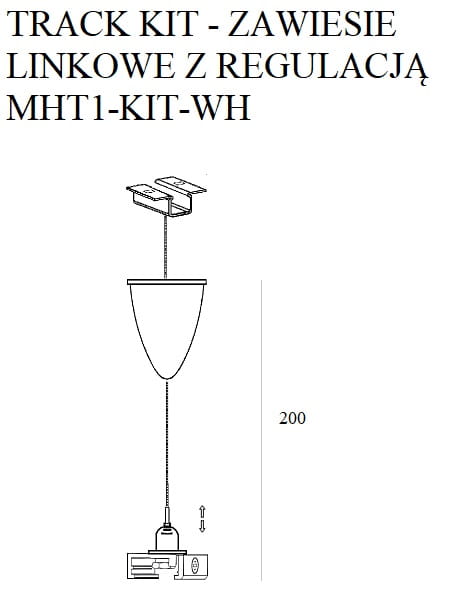 Maxlight Zawiesie Linkowe Z Uchwytem 2m Białe MHT1-KIT-WH rys techniczny