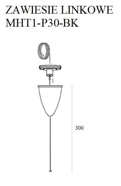 Maxlight Zawiesie Linkowe 3m Czarne MHT1-P30-BK rys techniczny