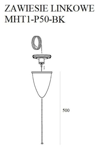 Maxlight Zawiesie Linkowe 5m Czarne MHT1-P50-BK rys techniczny