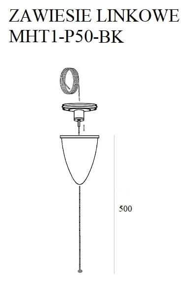 Maxlight Zawiesie Linkowe 5m Czarne MHT1-P50-BK rys techniczny