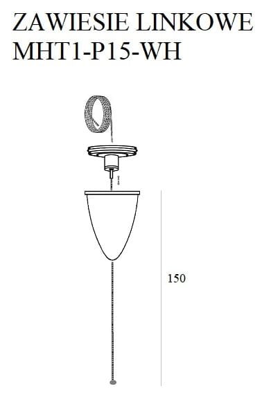 Maxlight Zawiesie Linkowe 1,5m Białe MHT1-P15-WH rys techniczny