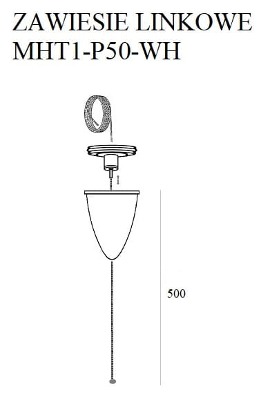 Maxlight Zawiesie Linkowe 5m Białe MHT1-P50-WH rys techniczny