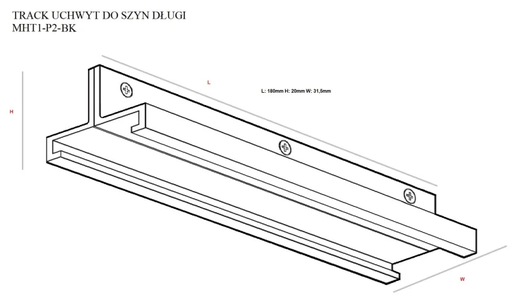 Maxlight Uchwyt Do Szyn Długi Czarny MHT1-P2-BK