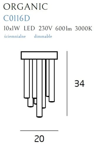 Maxlight Organic Copper C0116D Plafon Mały Ściemnialny rys techniczny