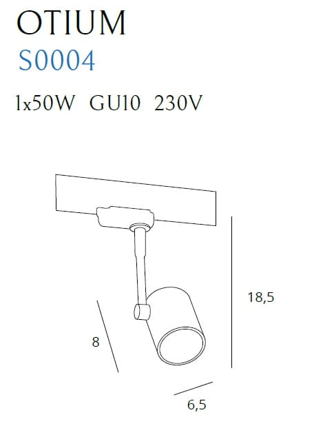 Maxlight Otium S0004 Oprawa Do Szynoprzewodu Biała  rys techniczny