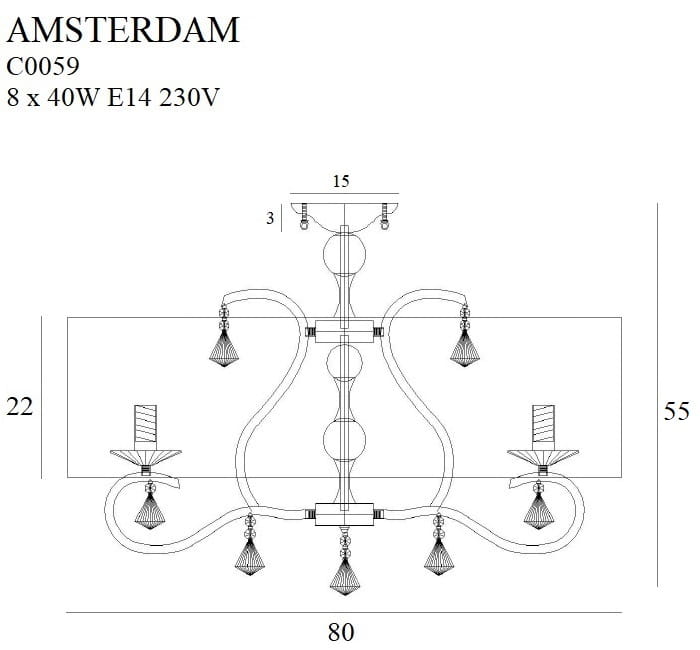 Maxlight Amsterdam C0059 Plafon Duży rys teczniczny