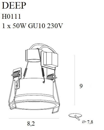 Maxlight Deep H0111 Oprawa Wpustowa Okrągła Czarna rys techniczny
