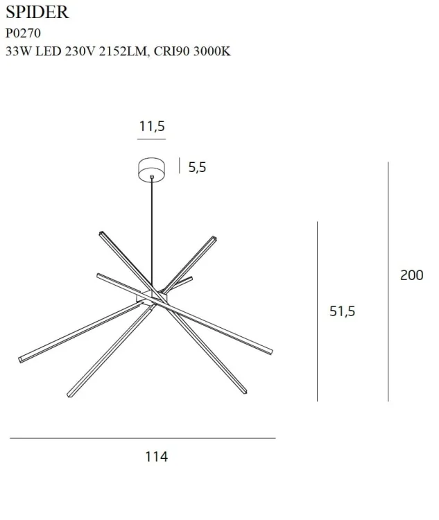 Maxlight Spider P0270 Lampa Wisząca Biała rys tech