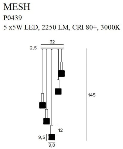 Maxlight Mesh P0439 Lampa Wisząca rys techniczny