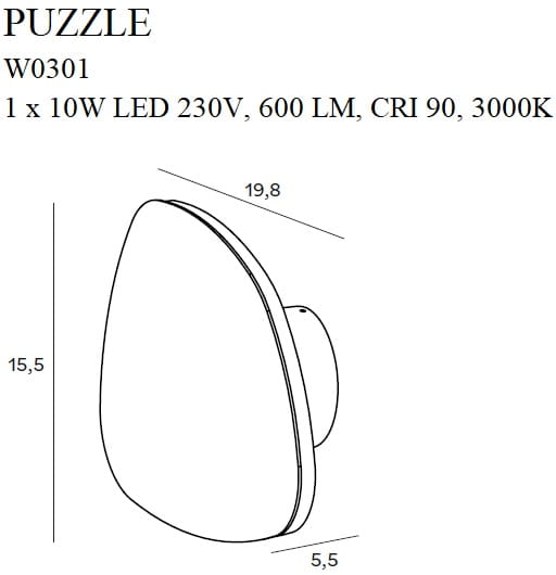 Maxlight Puzzle W0301 Kinkiet Biały rys techniczny