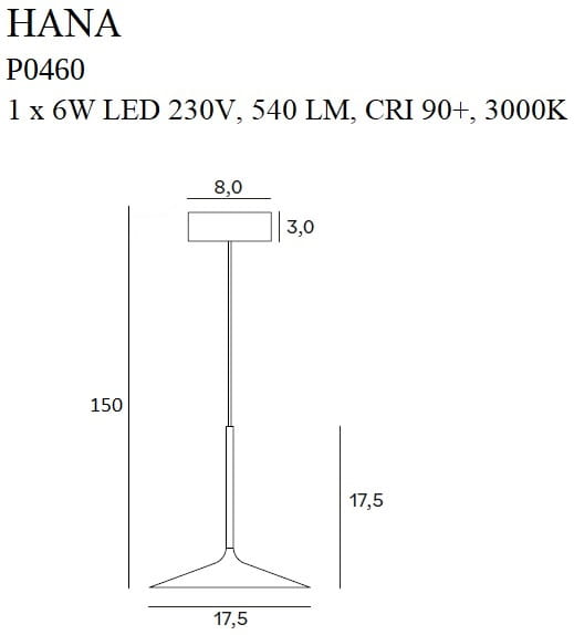 Maxlight Hana P0460 Lampa Wisząca Złota rys techniczny