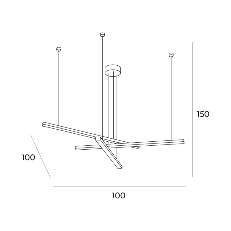 Maxlight Trio 3 P0474D Lampa Wisząca Złota Szczotkowane Ściemnialna rys techniczny