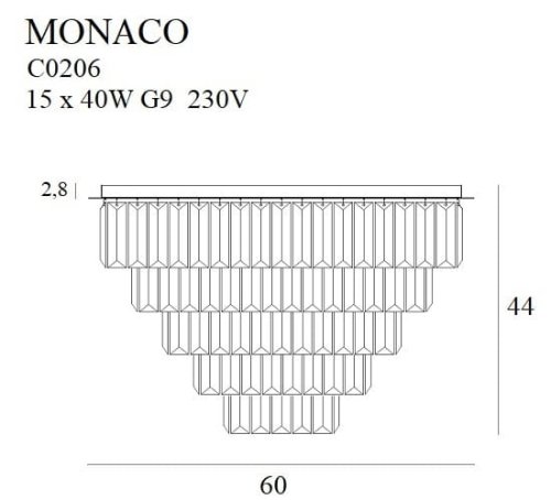 Maxlight Monaco C0206 Plafon Złoty rys techniczny