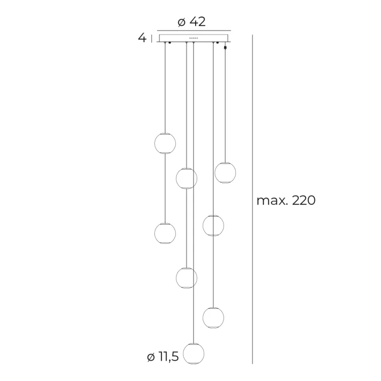 Maxlight Nobile VIII P0481 Lampa Wisząca rys techniczny