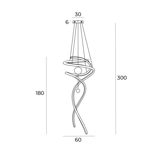 Maxlight Ritz P0483D Lampa Wisząca Złoto Szczotkowane rys techniczny
