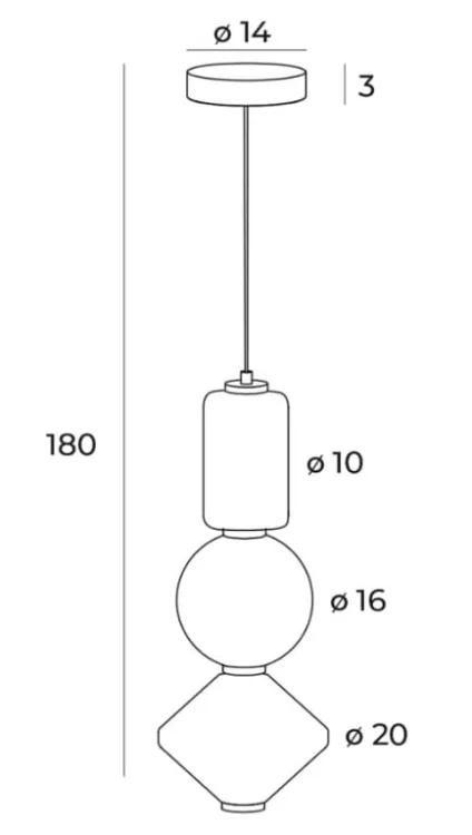 Maxlight P0468 Lampa Wisząca Akiko rys techniczny