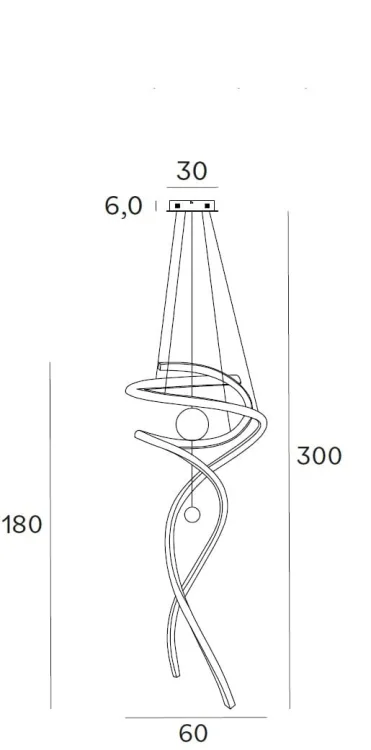 Maxlight Ritz P0482D Lampa Wisząca Chrom rys techniczny