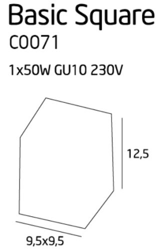 Maxlight Basic Square Black C0071 Plafon Czarny rys techniczny