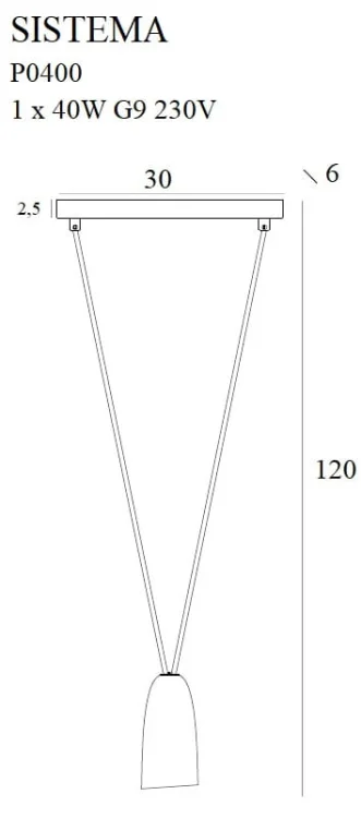 Maxlight Sistema P0400 Lampa Wisząca Czarna  rys techniczny