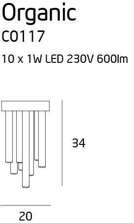 Maxlight Organic Chrom C0117D Plafon Mały rys techniczny