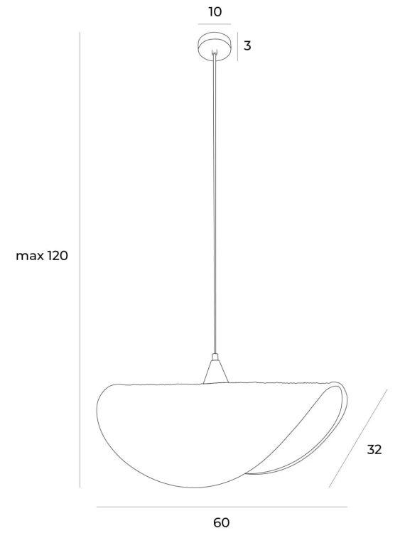 Maxlight P0498 Lampa Wisząca Koshi I rys techniczny