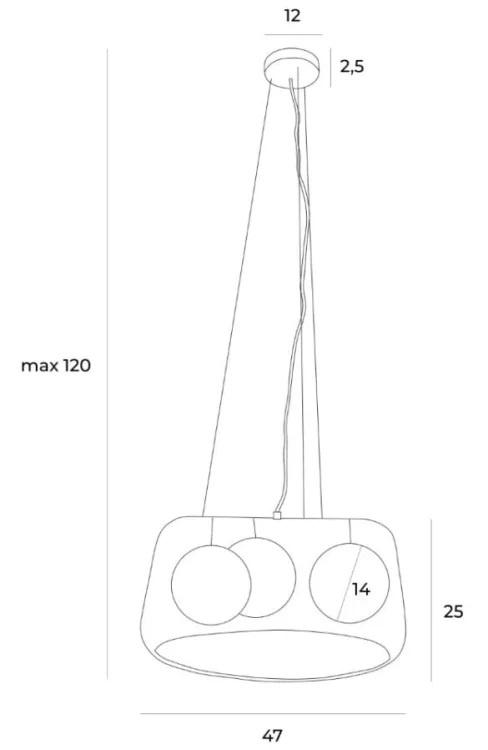Maxlight P0499 Lampa Wisząca Koshi II rys techniczny