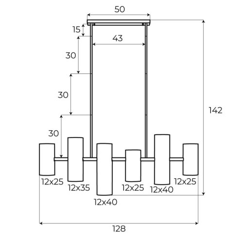 Maxlight P0504 Lampa Wisząca Laxer Biała rys techniczny