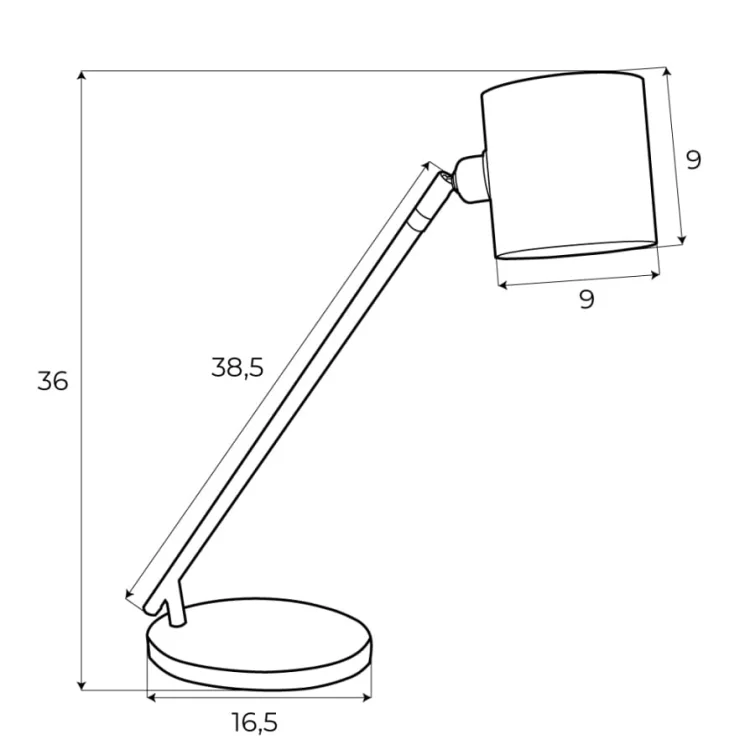 Maxlight T0051 Lampa Stołowa Laxer Czarna rys techniczny