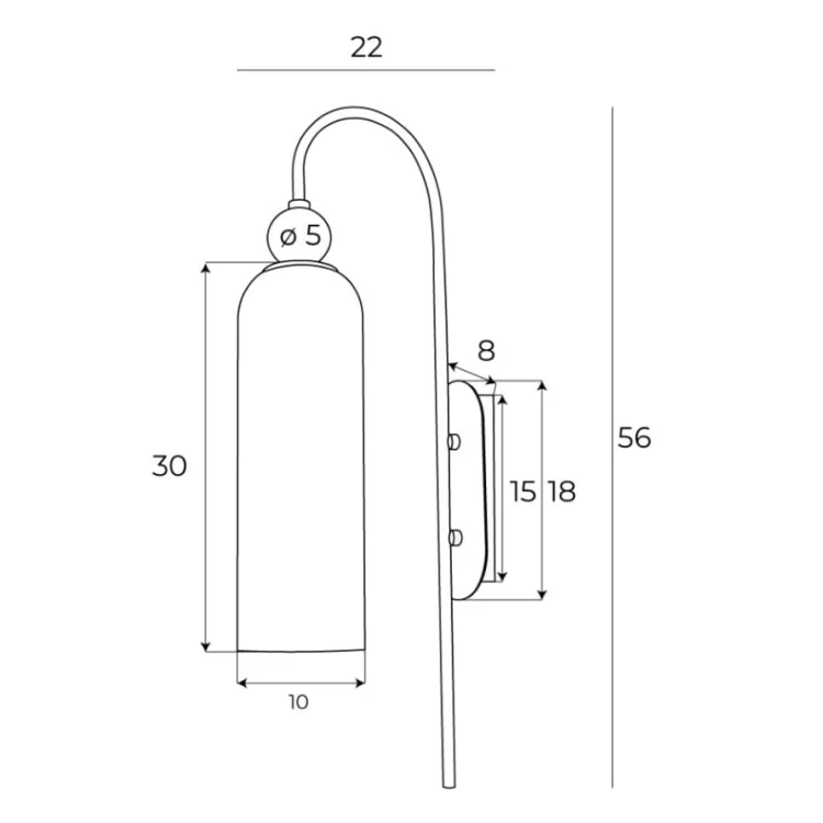 Maxlight W0333 Kinkiet Campanila Smoky Glass rys techniczny