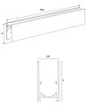 Maxlight Magnetic MT0001 Szyna Magnetyczna Głęboka Natynkowa 1m Czarna  rys technicnzy