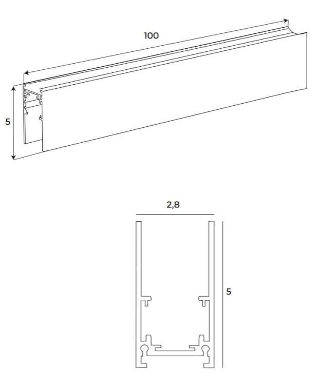 Maxlight Magnetic MT0001 Szyna Magnetyczna Głęboka Natynkowa 1m Czarna  rys technicnzy