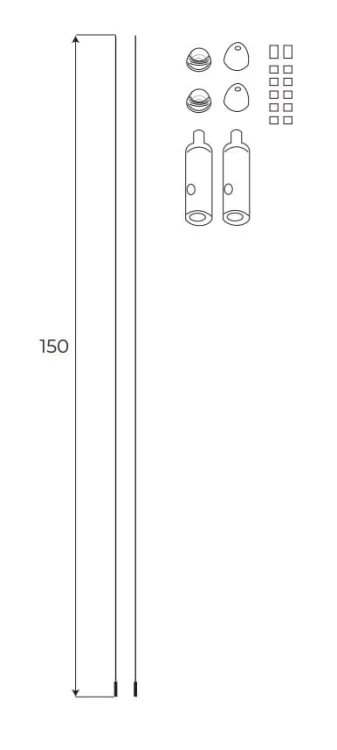 Maxlight Magnetic MA0008 Zestaw linek do powieszenia szyn natynkowych MT0001, MT0002, MT0011, MT0012  rys techniczny