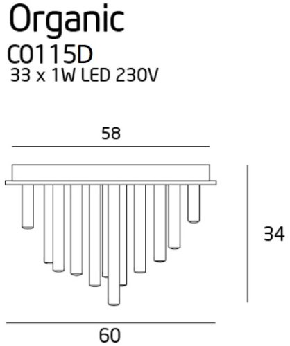 Maxlight Organic Chrom C0115D Plafon Duży z Funkcją Ściemniania Światła rys techniczny