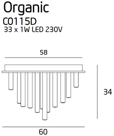 Maxlight Organic Chrom C0115D Plafon Duży z Funkcją Ściemniania Światła rys techniczny