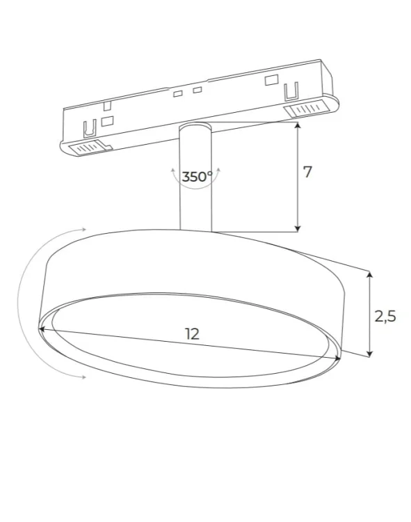 Maxlight Magnetic M0014D Reflektor Magnetyczny System Dali 11,5W 855LM 3000K rys techniczny